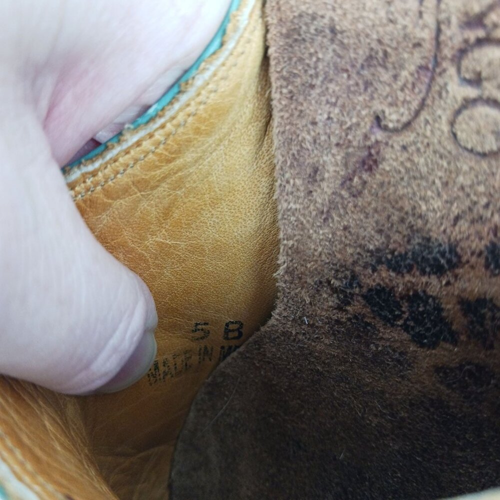 Old Gringo Leopard Print Suede Mules Size 5B Turq… - image 12